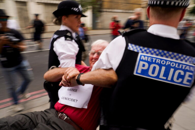 Dozens of protesters in London arrested for supporting banned group Palestine Action