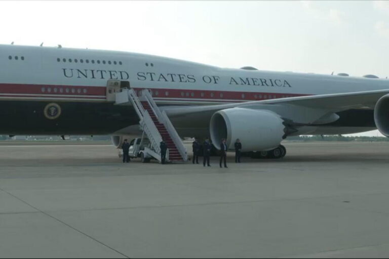 Retrofitted Qatari jet takes flight as Air Force One for Trump's trip to North Dakota | AP News
